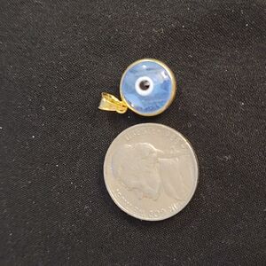 Gold and Blue Evil Eye Pendant